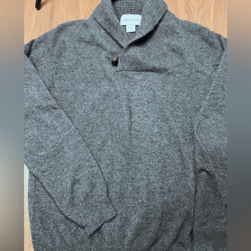 Dartmoor Charcoal Cashmere Men's Sweater With Folding Collar